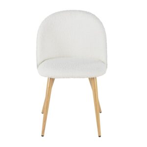 wohnli-moebel-suche-249710-1 Stuhl mit Bezug aus ecrufarbenem Bouclé-Stoff 50.5x78.5x54.5cm Stahl Weiß Maisons du Monde Möbel Esszimmermöbel Stühle