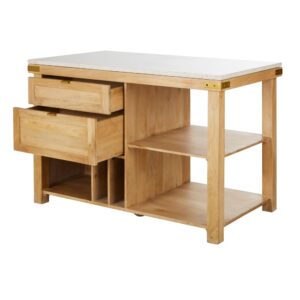 wohnli-moebel-suche-249895-1 Kücheninsel mit Terrazzo-Arbeitsplatte 140.5x95x72.5cm Holz Weiß Maisons du Monde Möbel Küchenmöbel Kücheninseln & Servierwägen