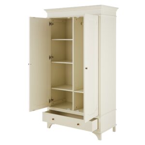 Weißer Kleiderschrank mit 2 Türen und 1 Schublade 104x190x50cm Holz Weiß Maisons du Monde Möbel Schlafzimmermöbel Schränke