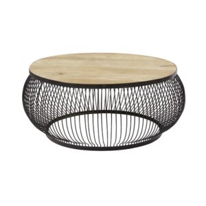 wohnli-moebel-suche-249946 Wohnli Möbelsuche - Runder Couchtisch aus massivem Mangoholz und schwarzem Metall 98 cm