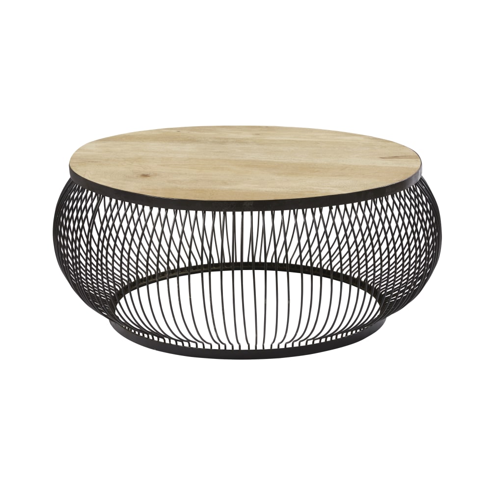wohnli-moebel-suche-249946 Wohnli Möbelsuche - Runder Couchtisch aus massivem Mangoholz und schwarzem Metall 98 cm