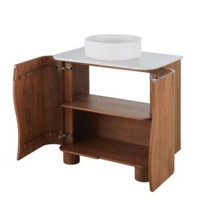 Waschtischunterschrank mit Platte aus Stein in Terrazzo-Optik 81x93x50.5cm Holz Weiß Maisons du Monde Möbel Badezimmermöbel Waschtische