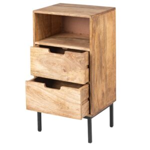 Kleines Möbelstück 1 Nische und 2 Schubladen aus beigem und schwarzem Mangoholz 32x61x25cm Holz Braun Maisons du Monde Möbel Wohnzimmermöbel Aufbewahrungsmöbel