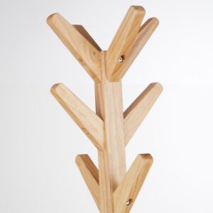 Garderobenständer aus Gummibaumholz 41.5x183x41.5cm Holz Beige Maisons du Monde Möbel Flurmöbel Garderobenständer und Garderobenhaken