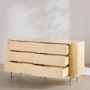 160x81.1x45.5cm Spanplatte Beige Maisons du Monde Möbel Schlafzimmermöbel Kommoden