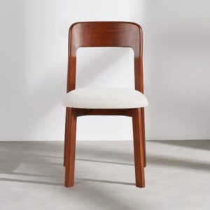 wohnli-moebel-suche-252510-1 Stuhl aus dunklem Gummibaumholz und elfenbeinfarbenem Stoff 43x79x51cm Massivholz Weiß Maisons du Monde Möbel Esszimmermöbel Stühle