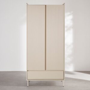 Wohnli Möbelsuche - Weißer Kleiderschrank mit 2 Flügeltüren und 1 Schublade
