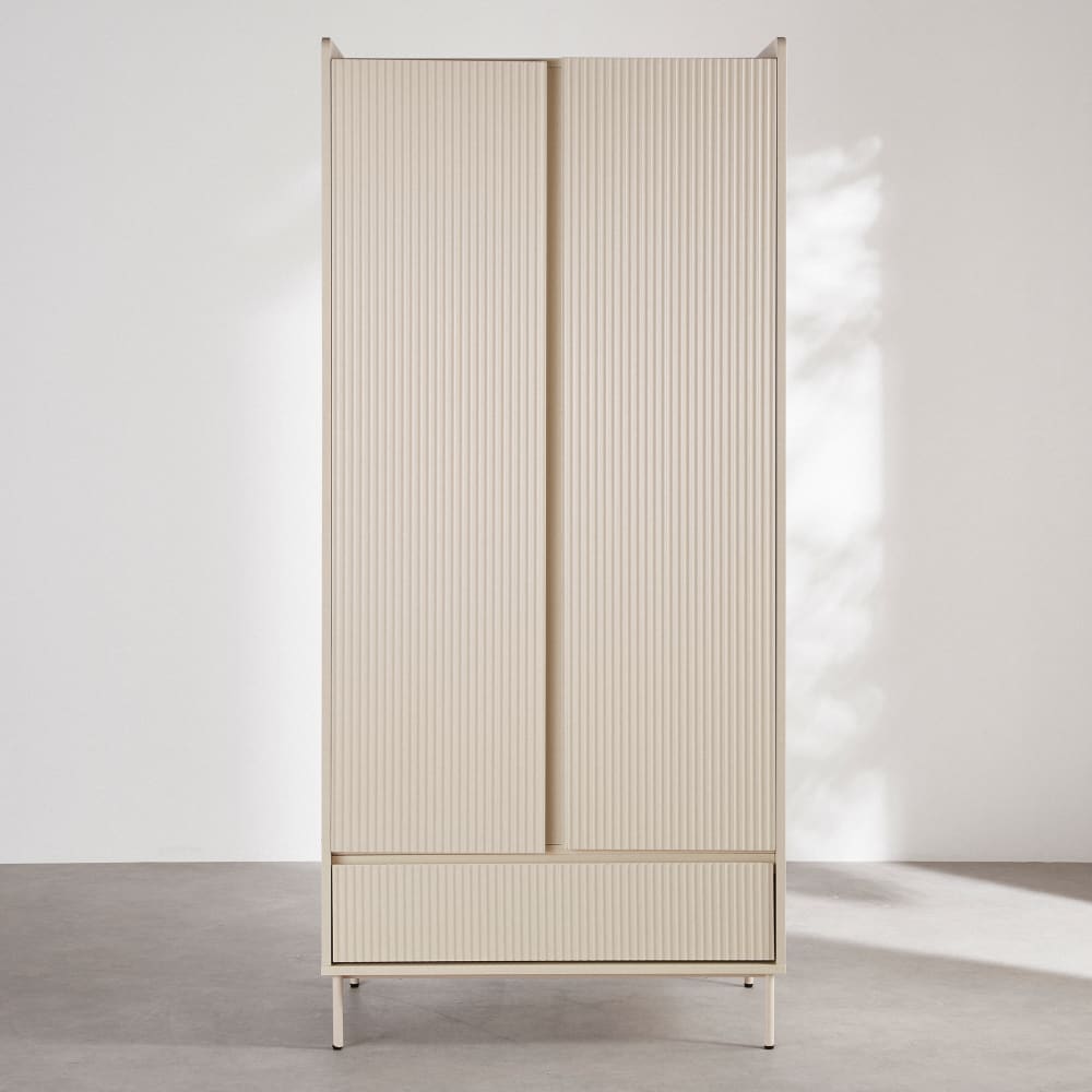 wohnli-moebel-suche-252515 Wohnli Möbelsuche - Weißer Kleiderschrank mit 2 Flügeltüren und 1 Schublade