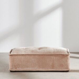 Wohnli Möbelsuche - Beigefarbener Pouf in Samtoptik für modulares Sofa