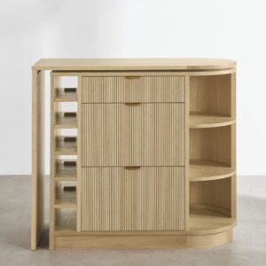 wohnli-moebel-suche-253245-1 Servierwagen mit 2 Ablagen und Flaschenhalter 101x90.3x56cm Mitteldichte Faserplatte Beige Maisons du Monde Möbel Küchenmöbel Kücheninseln & Servierwägen