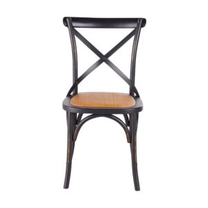 Schwarzer Bistrostuhl aus Birkenholz und Rattan 49x88x56cm Holz Beige Maisons du Monde Möbel Esszimmermöbel Stühle