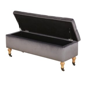 wohnli-moebel-suche-253333-1 Zweisitzer-Sitzbank mit Staufach aus grauem Polyestergewebe 110x43x40cm Holz Grau Maisons du Monde Sofas und Sessel Sofas Sitzbank und Polsterbank