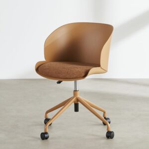 Verstellbarer Bürostuhl aus gewebtem Polyestergewebe und karamellfarbenem Polypropylen 55.5x75x52cm PP - Polypropylen Braun Maisons du Monde Möbel Büromöbel Bürostühle