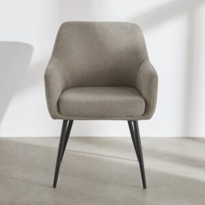 wohnli-moebel-suche-253429-1 Esszimmerstuhl mit Bezug aus mokkafarbenem Polyestergewebe und schwarzen Stahlbeinen 59x83x62cm Stahl Braun Maisons du Monde Möbel Esszimmermöbel Stühle