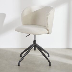 wohnli-moebel-suche-253432-1 Verstellbarer Bürostuhl mit Bezug aus ecrufarbenem Polyestergewebe und schwarzen Stahlbeinen 56x76x54cm Stahl Weiß Maisons du Monde Möbel Büromöbel Bürostühle