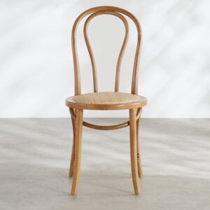 Bistro-Stuhl aus massivem Buchenholz und Rattan 42x89.5x53cm Massivholz Schwarz Maisons du Monde Möbel Esszimmermöbel Stühle