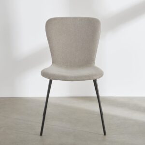 wohnli-moebel-suche-253715-1 Stuhl mit hellgrauem Polyestergewebe in Chenilleoptik und schwarzen Stahlbeinen 47x80.5x53cm Stahl Schwarz Maisons du Monde Möbel Esszimmermöbel Stühle