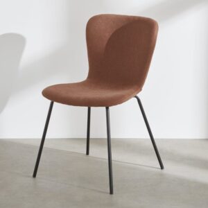wohnli-moebel-suche-253718-1 Stuhl mit rostfarbenem Chenille-Stoffbezug und schwarzen Stahlbeinen 47x80.5x53cm Stahl Schwarz Maisons du Monde Möbel Esszimmermöbel Stühle