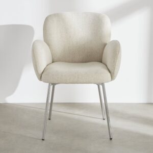 wohnli-moebel-suche-253719-1 Esszimmerstuhl mit beigem Bezug aus gewebtem Polyestergewebe und verchromten Stahlbeinen 61.5x82x62cm Stahl Beige Maisons du Monde Möbel Esszimmermöbel Stühle