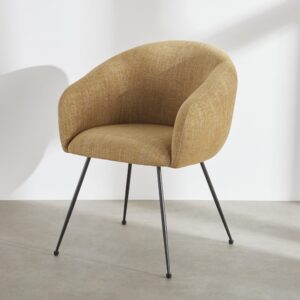 wohnli-moebel-suche-253724-1 Esszimmerstuhl mit Bezug aus ockerfarbenem Polyestergewebe und schwarzen Stahlbeinen 63x79.5x62cm Stahl Schwarz Maisons du Monde Möbel Esszimmermöbel Stühle