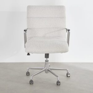 Verstellbarer Bürostuhl mit beigem Bezug aus Polyestergewebe und Aluminiumfuß 62.5x91x72cm PU - Polyurethan Silber Maisons du Monde Möbel Büromöbel Bürostühle