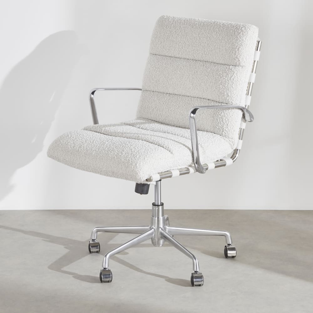 wohnli-moebel-suche-253773 Wohnli Möbelsuche - Verstellbarer Bürostuhl mit beigem Bezug aus Polyestergewebe und Aluminiumfuß