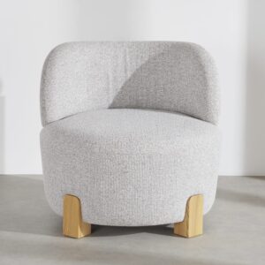 wohnli-moebel-suche-253774-1 Sessel mit hellgrau meliertem Polyestergewebe und Beinen aus hellem Eschenholz 75x73x68cm Sperrholz Braun Maisons du Monde Sofas und Sessel Sessel, Poufs und Fußbänke Sessel