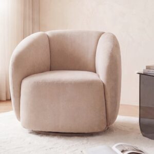 wohnli-moebel-suche-253864 Wohnli Möbelsuche - Drehsessel aus beigefarbenem Polyestergewebe in Samtoptik