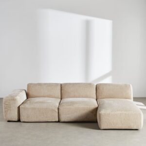 wohnli-moebel-suche-254276-1 Wendbares 5/6-Sitzer-Ecksofa aus beigefarbenem Polyestergewebe – 294 cm 294x74x162cm Massivholz Beige Maisons du Monde Sofas und Sessel Sofas Ecksofas