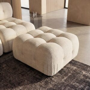 Wohnli Möbelsuche - Beigefarbener Pouf aus gewebtem Polyestergewebe – 90 cm