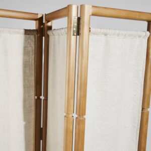 Paravent aus Erlenholz und cremefarbenem Jute 100x180x45cm Holz Braun Maisons du Monde Möbel Schlafzimmermöbel Raumteiler und Paravent