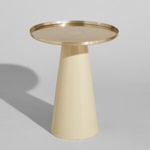 Beistelltisch aus beigefarbenem Schmiedeeisen und goldfarbenem Aluminium 40x48x40cm Schmiedeeisen Gold Maisons du Monde Möbel Wohnzimmermöbel Beistelltische