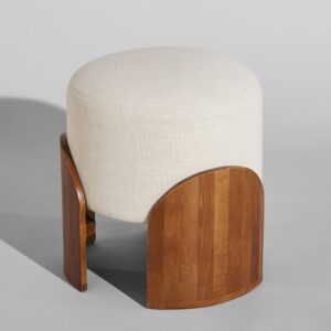 wohnli-moebel-suche-254435-1 Runder Pouf aus ecrufarbener Baumwolle mit Beinen aus Akazienholz 43x50x43cm Holz Braun Maisons du Monde Sofas und Sessel Sessel, Poufs und Fußbänke Sitzsäcke