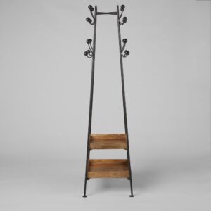 wohnli-moebel-suche-254766-1 Regal aus schwarzem Stahl und Mangoholz 50x181x50cm Stahl Schwarz Maisons du Monde Möbel Schlafzimmermöbel Kleiderständer