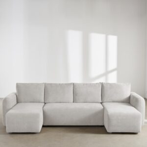 wohnli-moebel-suche-255003-1 Beiges 6/7-Sitzer-Panorama-Schlafsofa 319x96x148cm Spanplatte Beige Maisons du Monde Sofas und Sessel Sofas Ecksofas