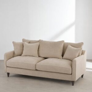 Dreisitzer-Schlafsofa in beigefarbenem Stoff 190x85x102cm Spanplatte Beige Maisons du Monde Sofas und Sessel Sofas Schlafsofas