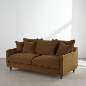 Dreisitzer-Schlafsofa in bronzefarbenem Stoff 190x85x102cm Spanplatte Braun Maisons du Monde Sofas und Sessel Sofas Schlafsofas