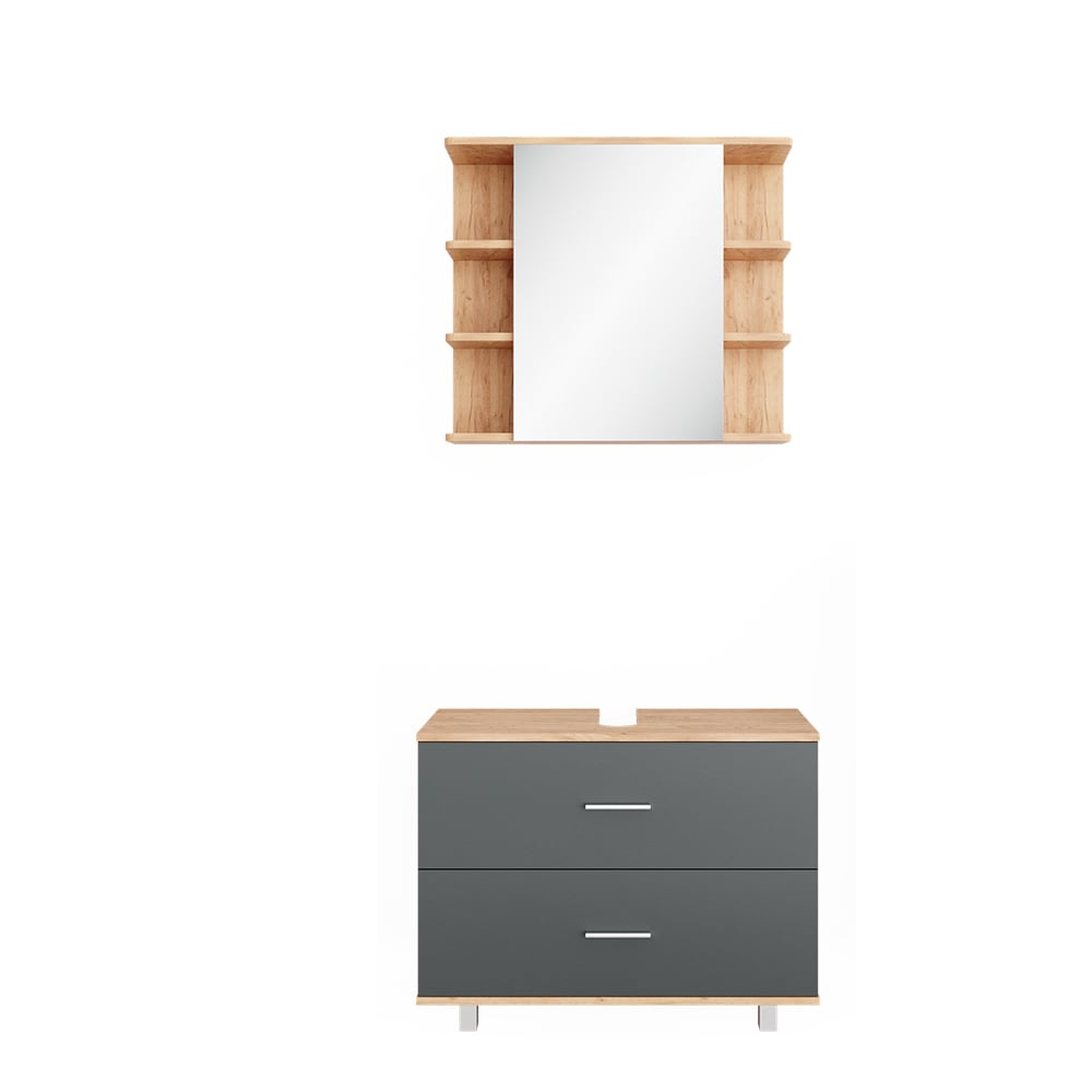 wohnli-moebel-suche-2er-Set-Badmoebel-Set-Unterschrank-80-cm-AnthrazitGoldkraft-Eiche Wohnli Möbelsuche - 2er Set