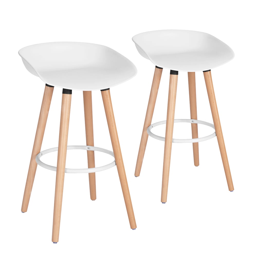 Wohnli Möbelsuche - 2er Set Barhocker aus Kunststoff mit Holzbeinen