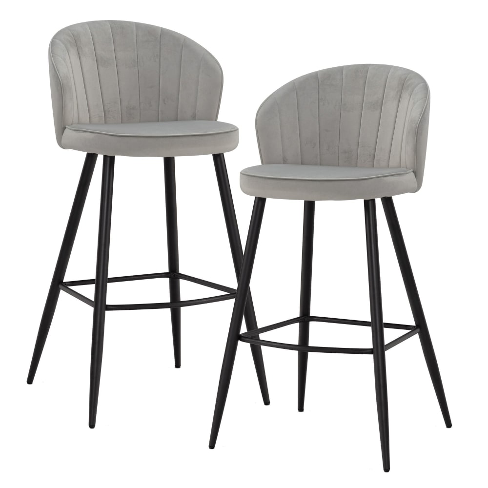 wohnli-moebel-suche-2er-Set-Barhocker-aus-Samt-Grau Wohnli Möbelsuche - 2er Set Barhocker aus Samt