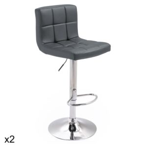 Wohnli Möbelsuche - 2er Set Barhocker aus grauem Kunstleder