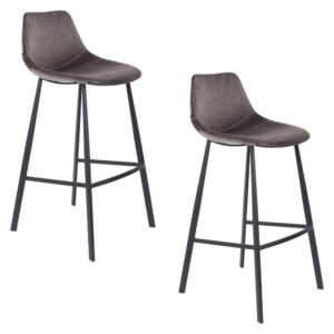 Wohnli Möbelsuche - 2er-Set Barhocker aus grauem Samt