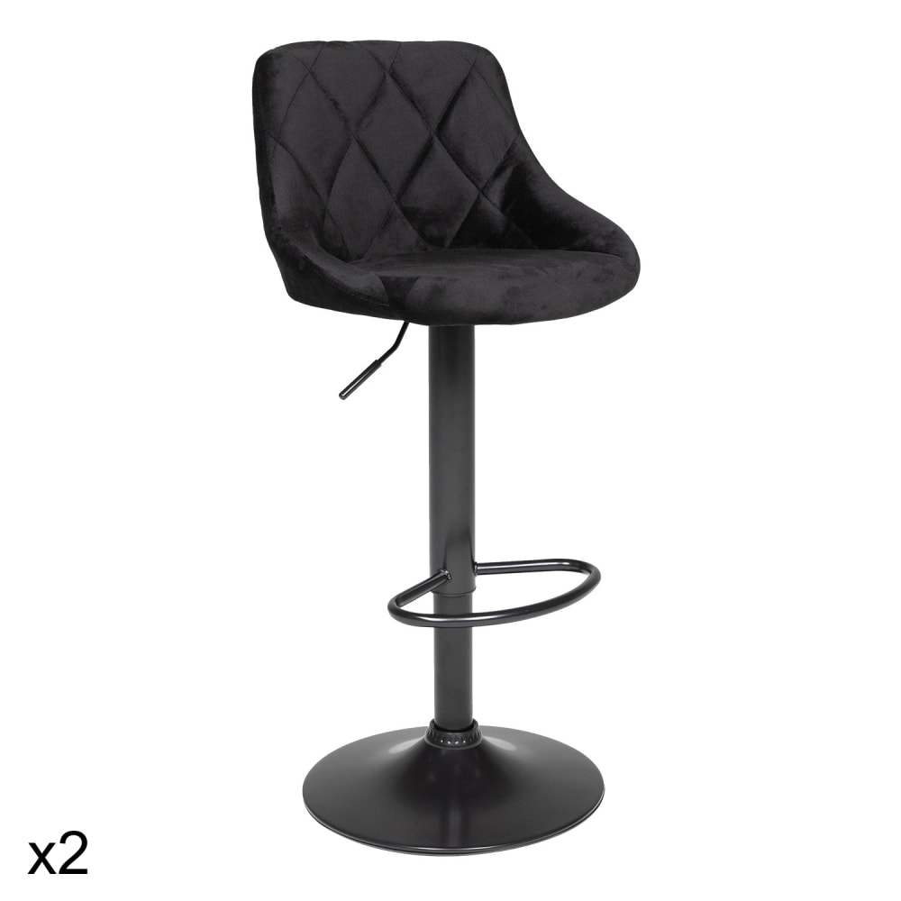 Wohnli Möbelsuche - 2er Set Barhocker aus schwarzem Samt