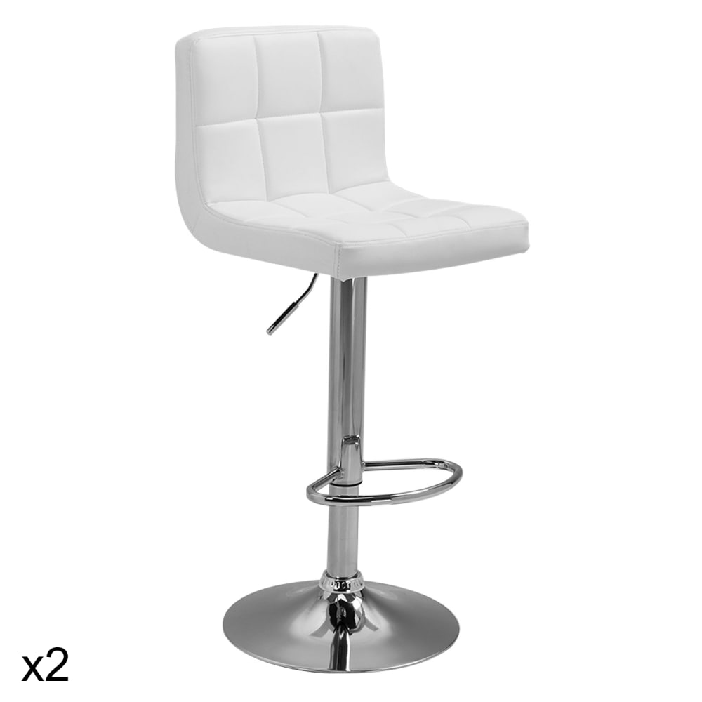 Wohnli Möbelsuche - 2er Set Barhocker aus weißem Kunstleder