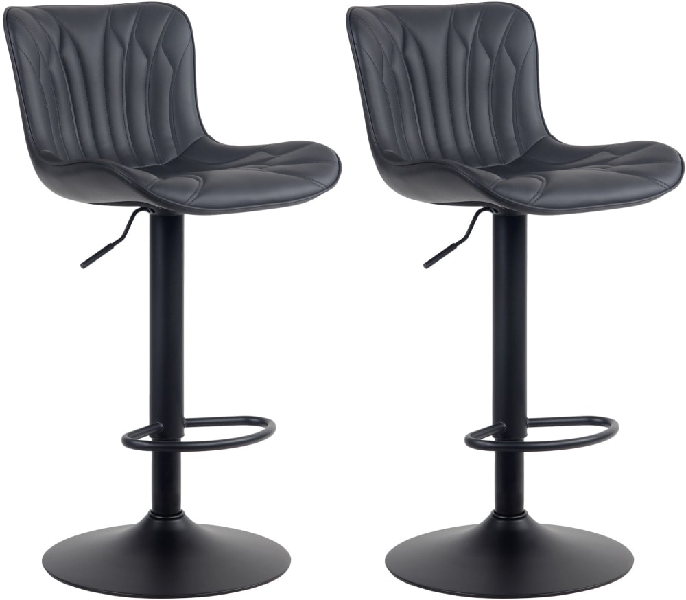 Wohnli Möbelsuche - 2er Set Barhocker höhenverstellbar aus Kunstleder schwarz