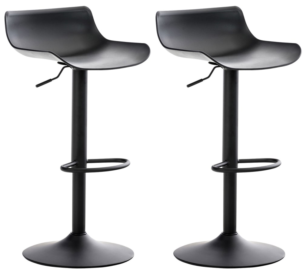 Wohnli Möbelsuche - 2er Set Barhocker höhenverstellbar aus Kunststoff schwarz