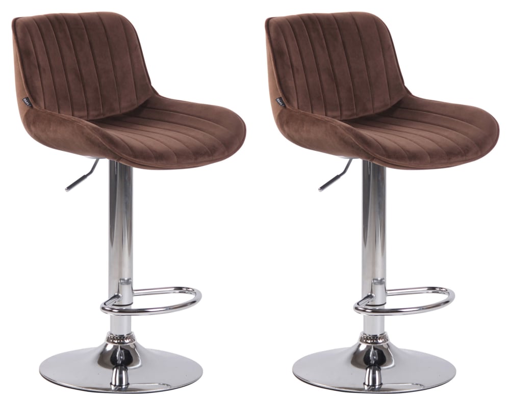 Wohnli Möbelsuche - 2er Set Barhocker höhenverstellbar aus Samt braun