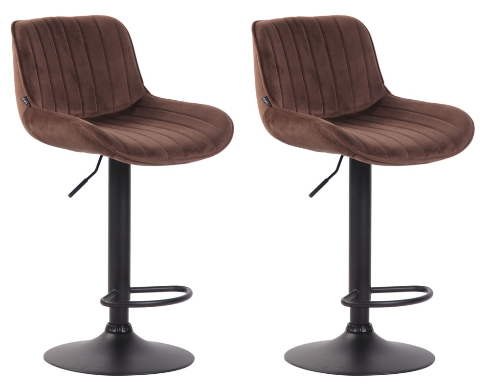 Wohnli Möbelsuche - 2er Set Barhocker höhenverstellbar aus Samt braun