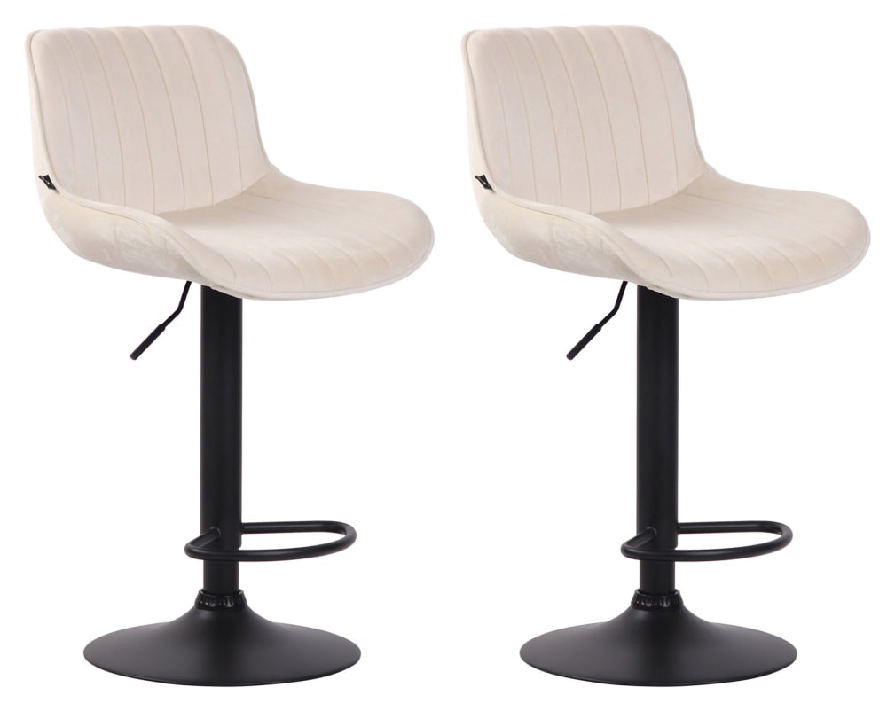 Wohnli Möbelsuche - 2er Set Barhocker höhenverstellbar aus Samt creme