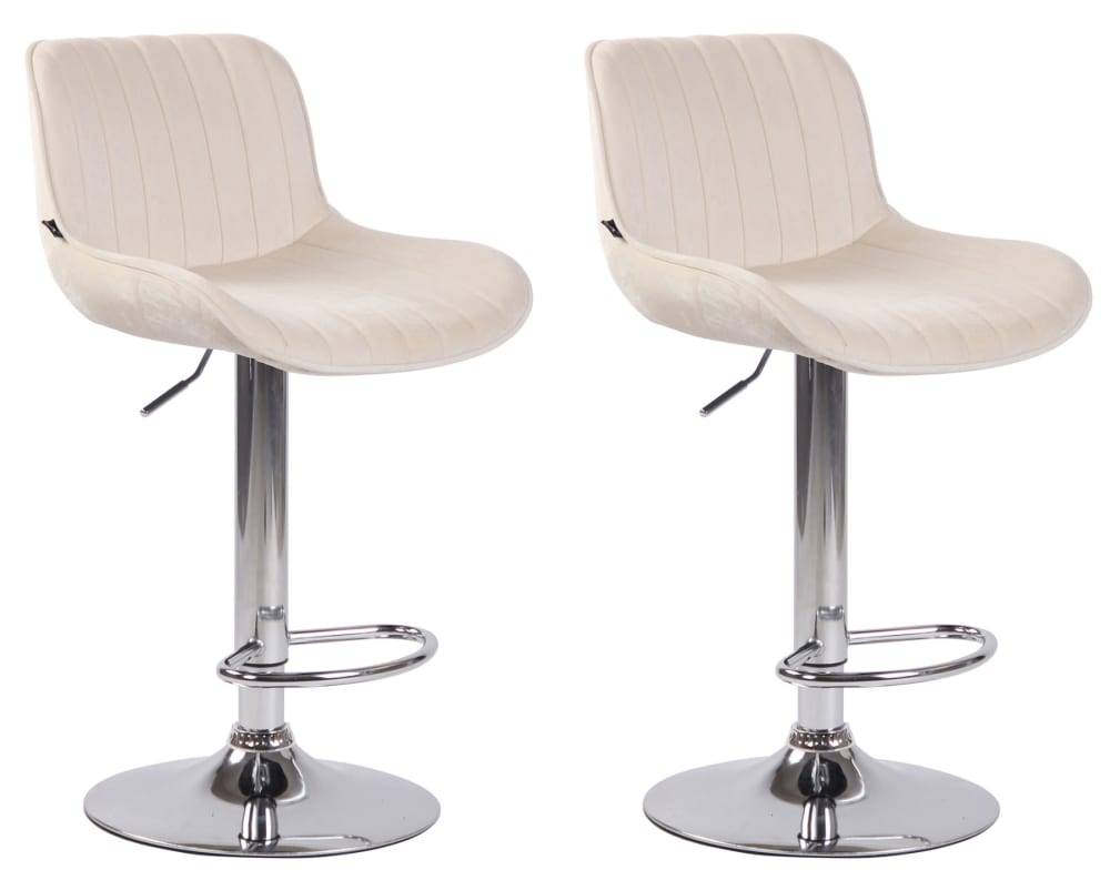 Wohnli Möbelsuche - 2er Set Barhocker höhenverstellbar aus Samt creme